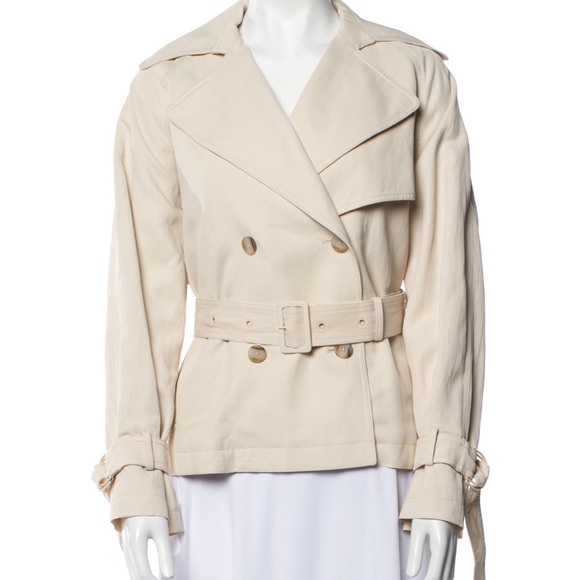 Vince S M Cropped Trench Coat Blazer Spring Jacket Ivory Cream Beige - Picture 14 of 14